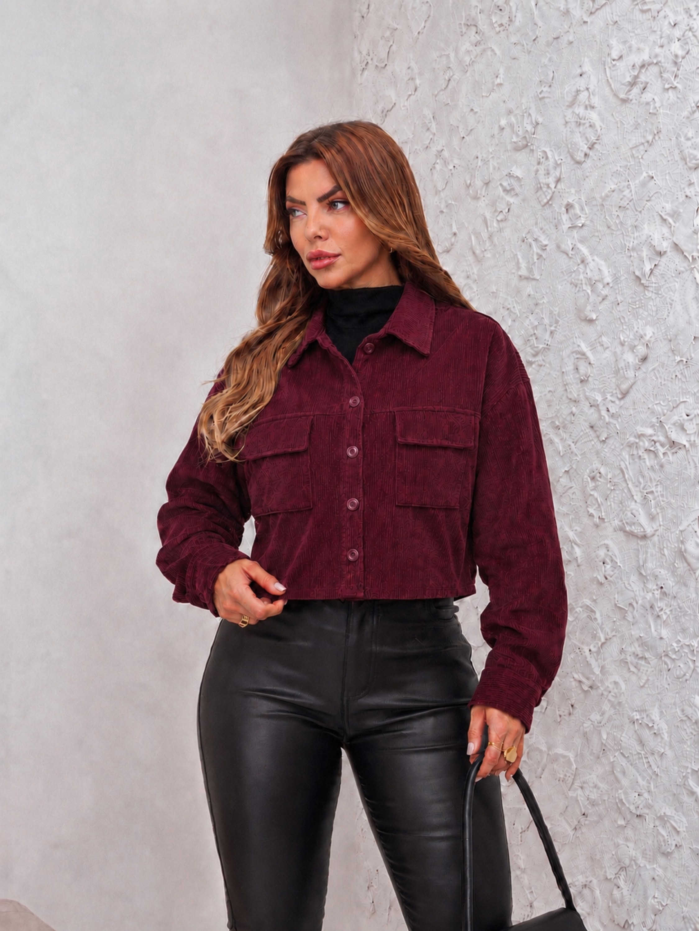 Jaqueta estilo Camisa Veludo Cotelê Bolsos Frontais/MI-020