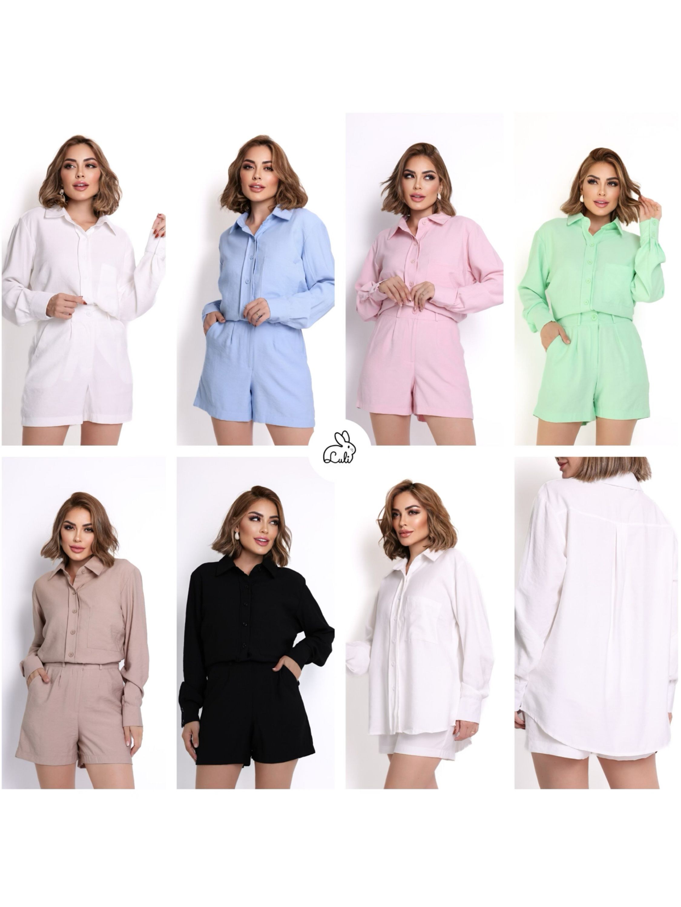 Conjunto Feminino Camisa e Short Tecido Marrant