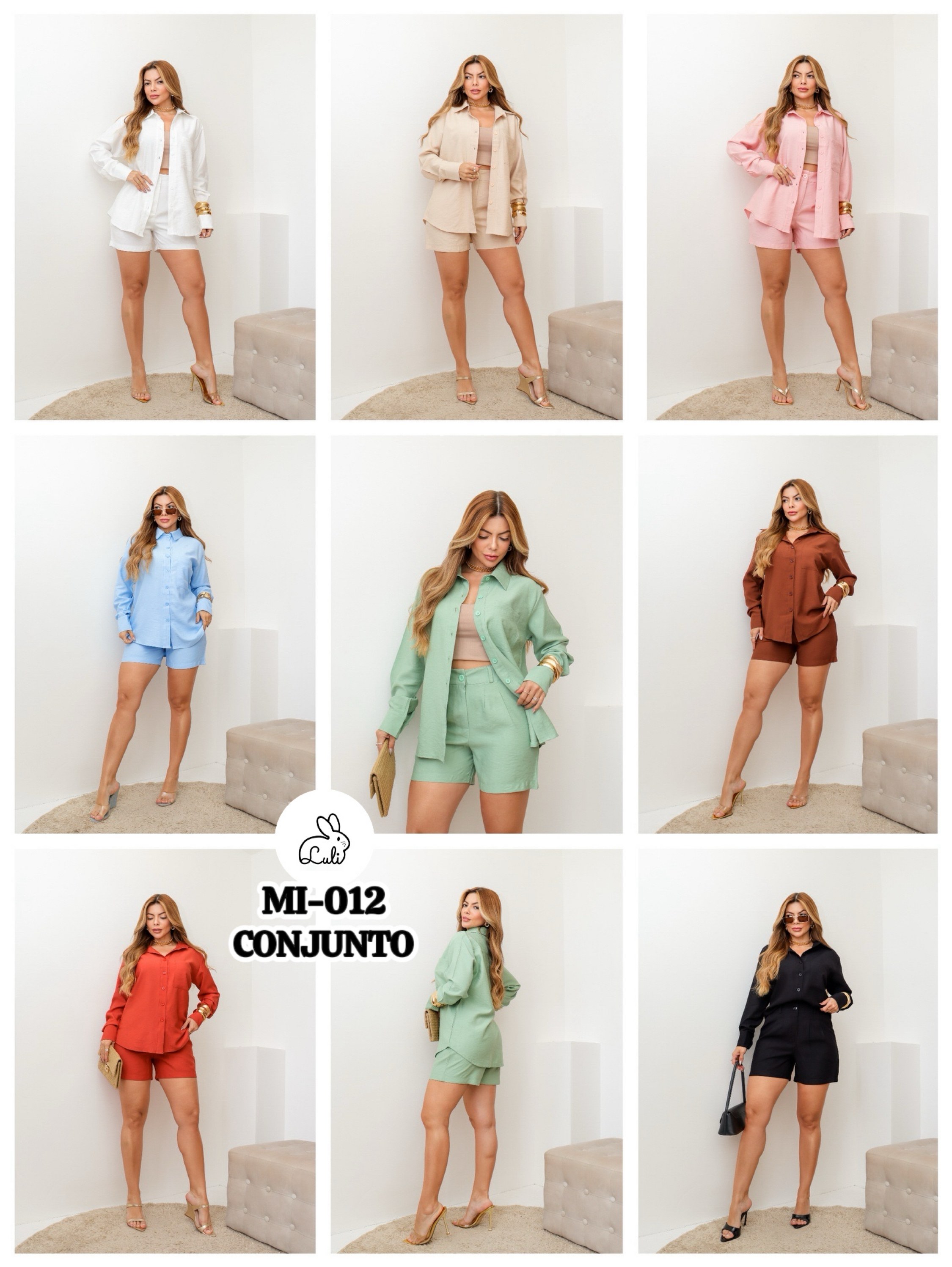 Conjunto Feminino Camisa e Short com Elástico/MI-012