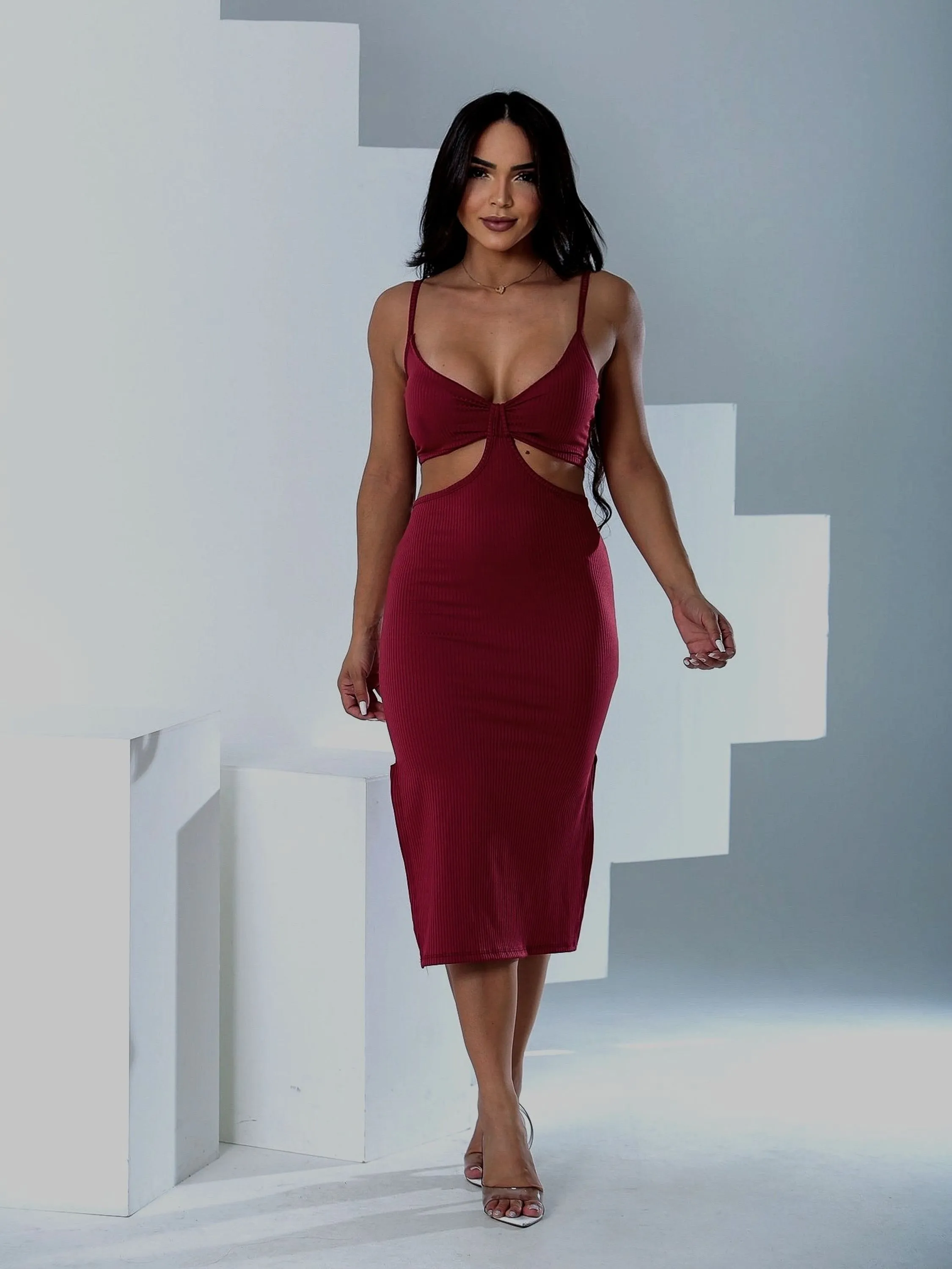Vestido canelado Midi Victoria