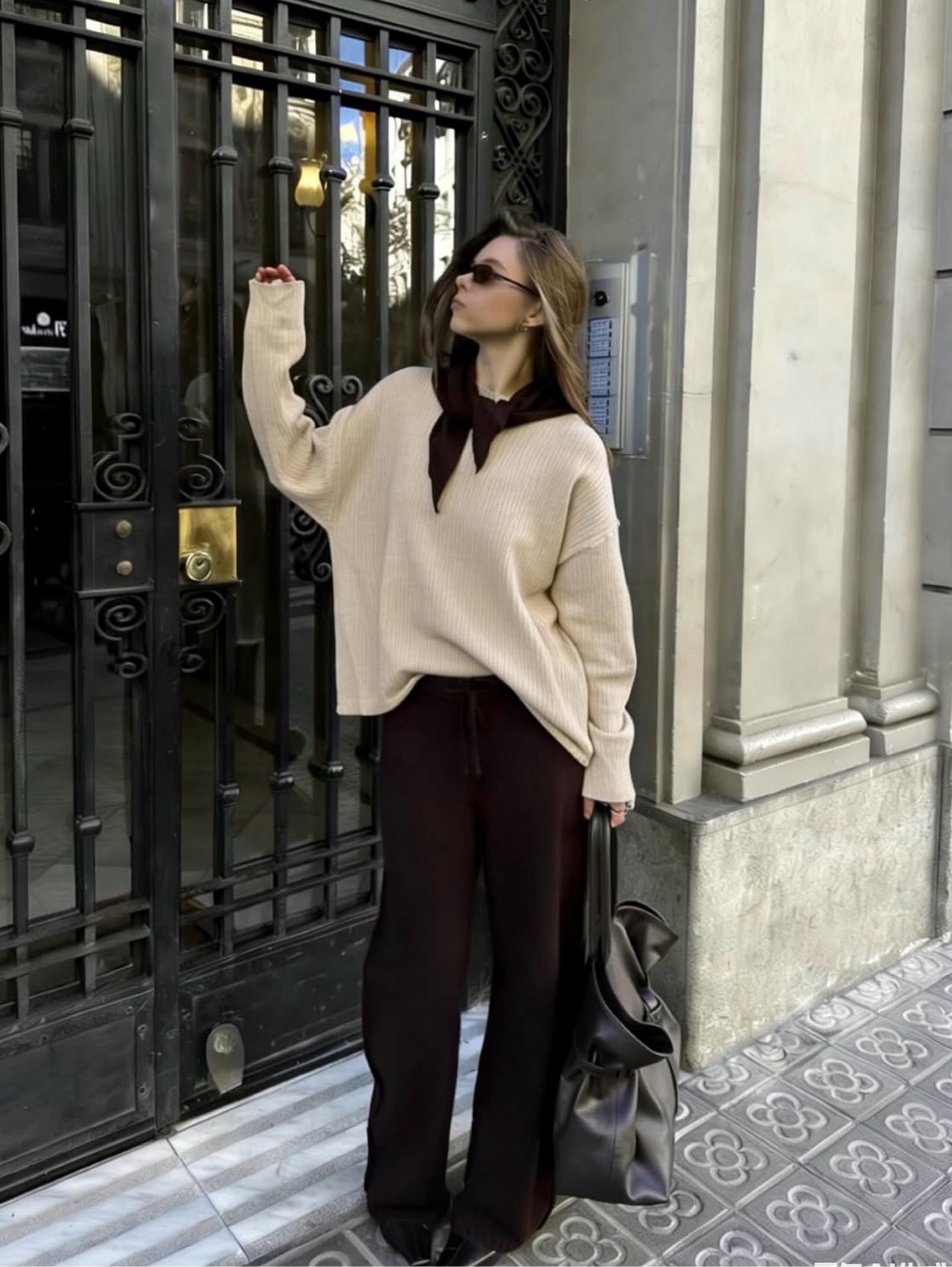 Calça pantalona de modal e lã 21#