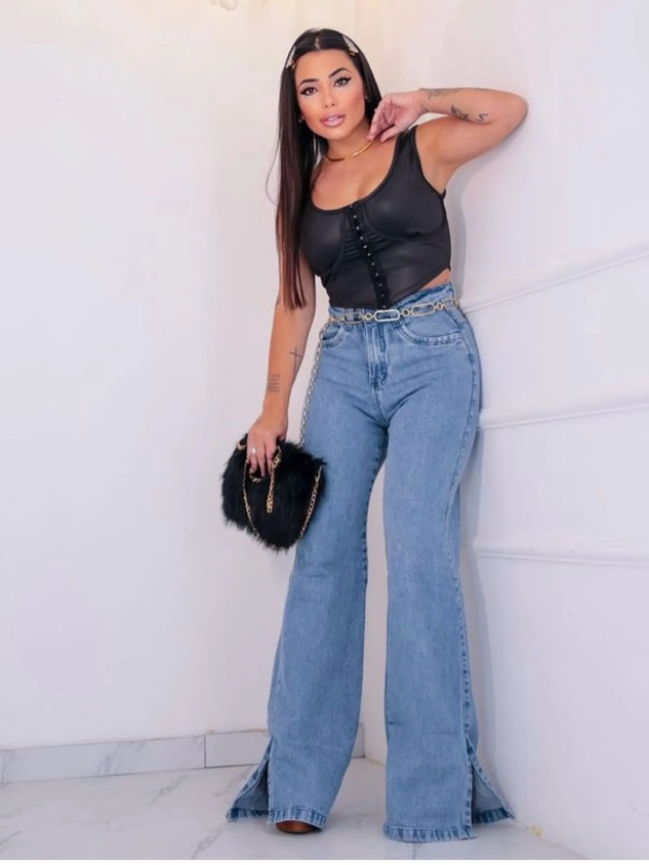 Calça jeans wide leg