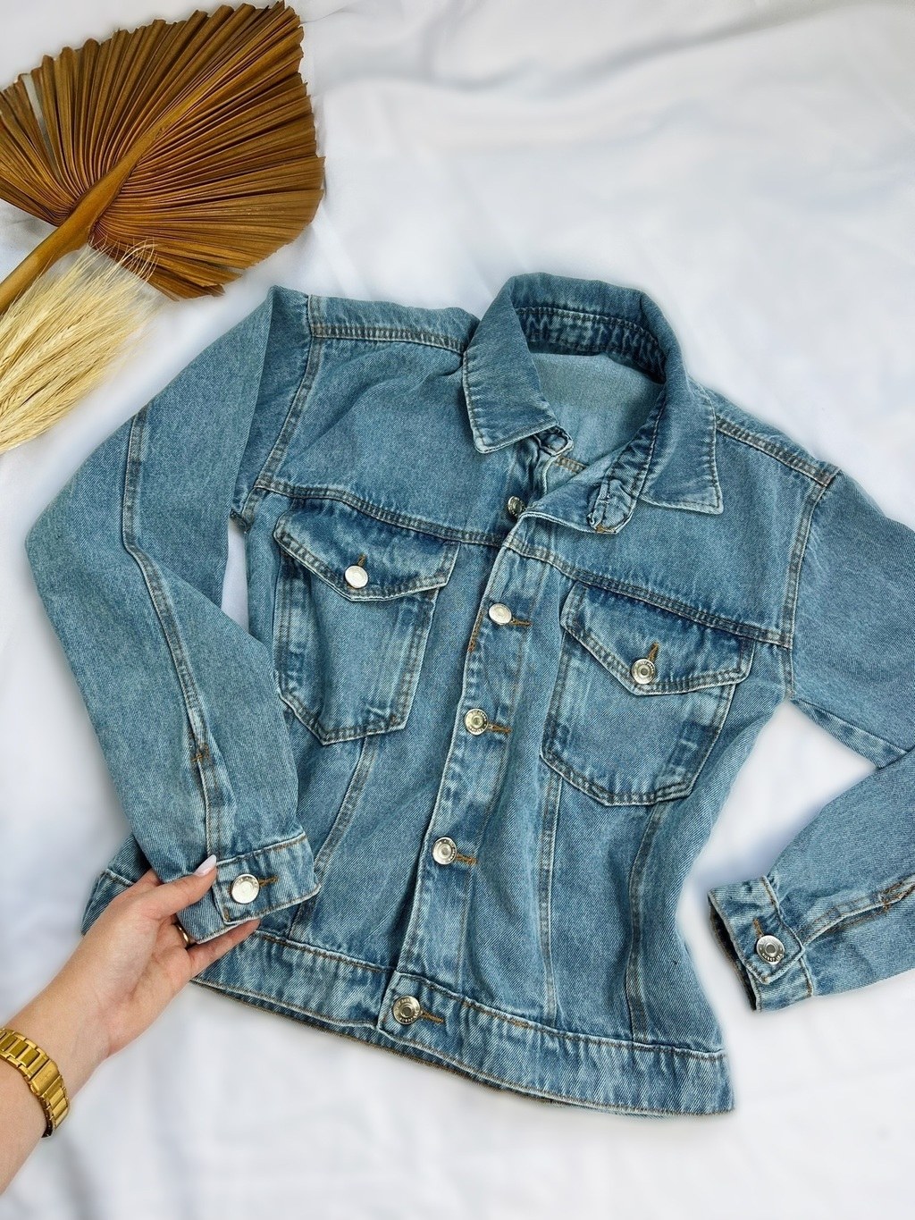 Jaqueta Jeans Feminina Camila Cinto Fake Com Bolso Melhor Qualidade