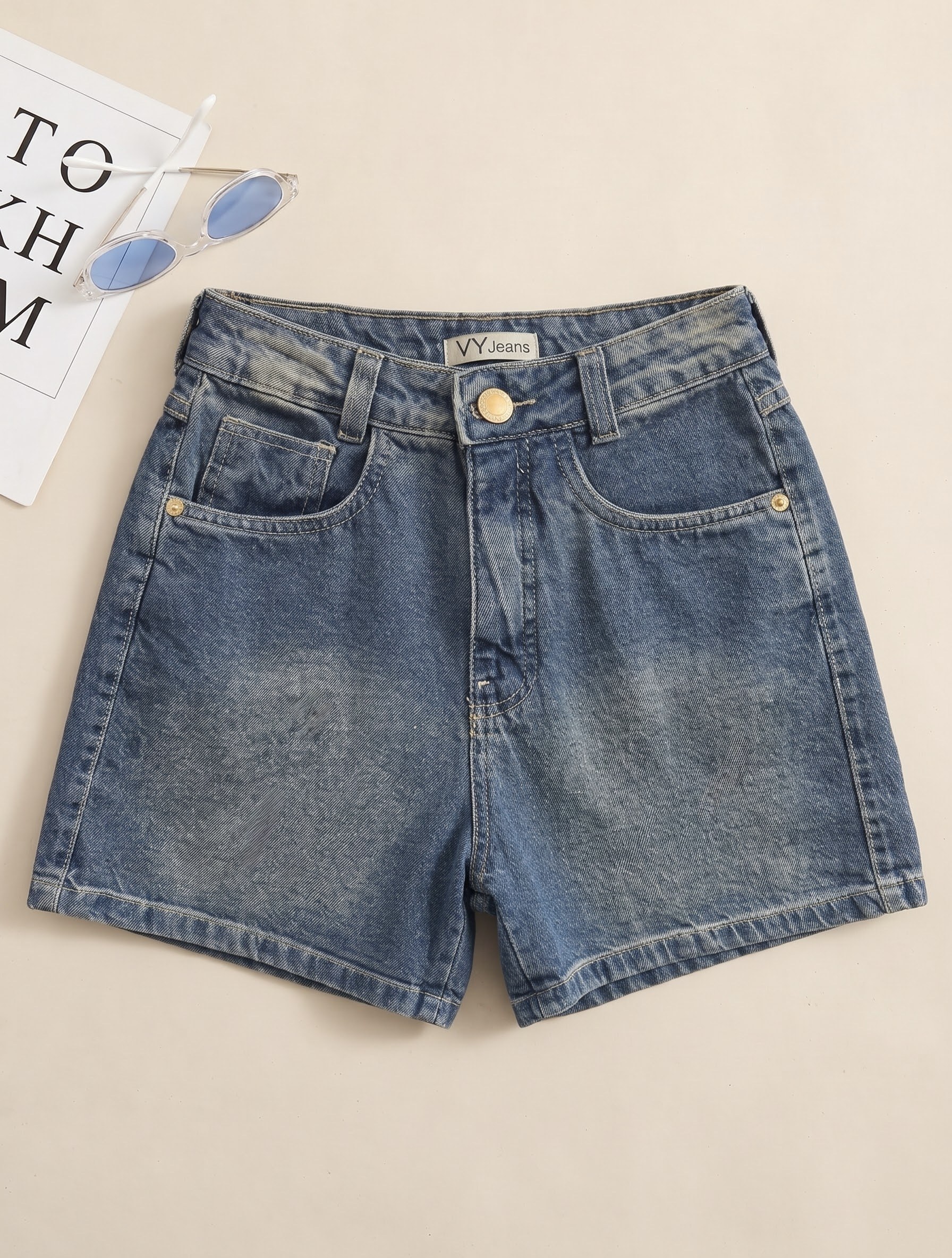 Short Jeans Feminino Mom Cintura Alta Básico Sujinho