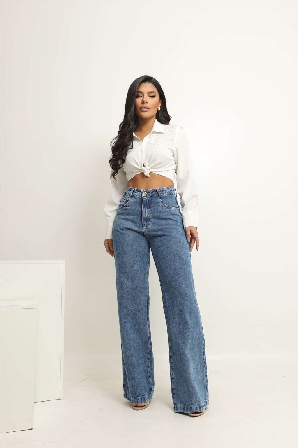 Calça Jeans Feminina Wide Leg SKY GEL