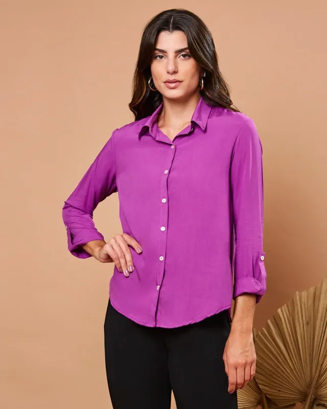 Camisa Cenarium Viscose Magenta