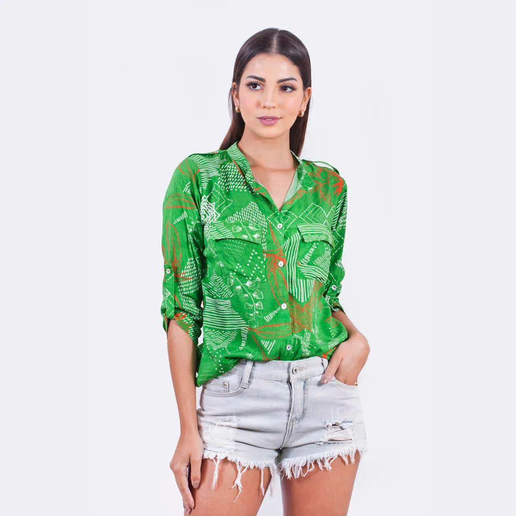 CAMISA CENARIUM ESTAMPADA GEO VERDE