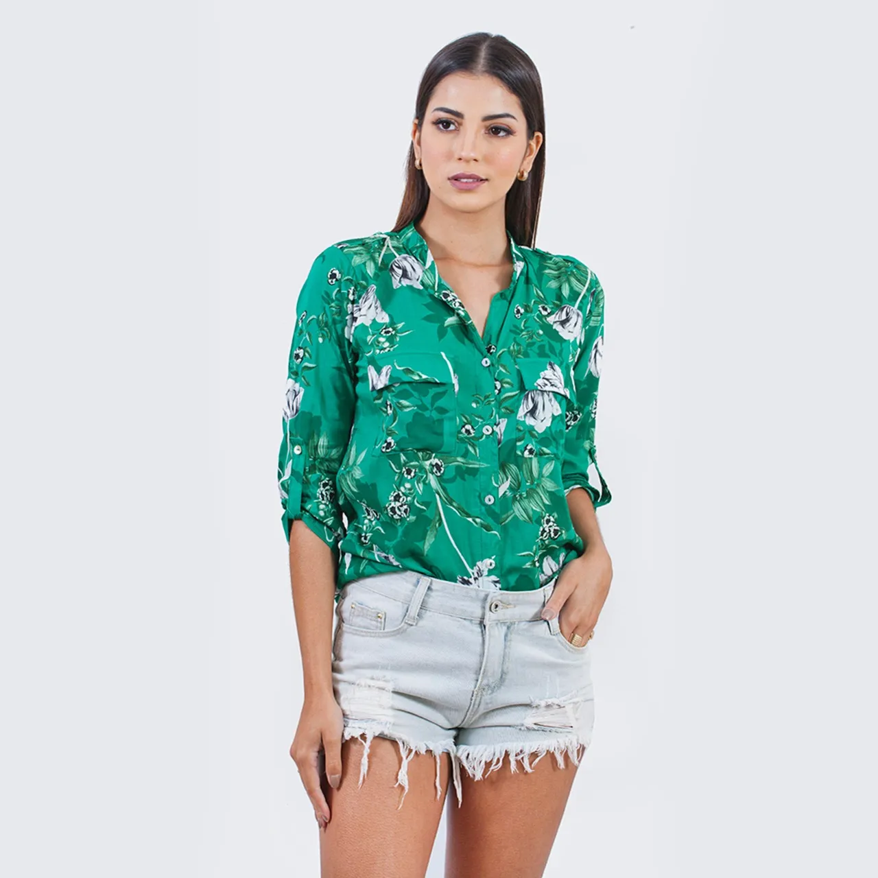 CAMISA CENARIUM ESTAMPADA FLORAL VERDE