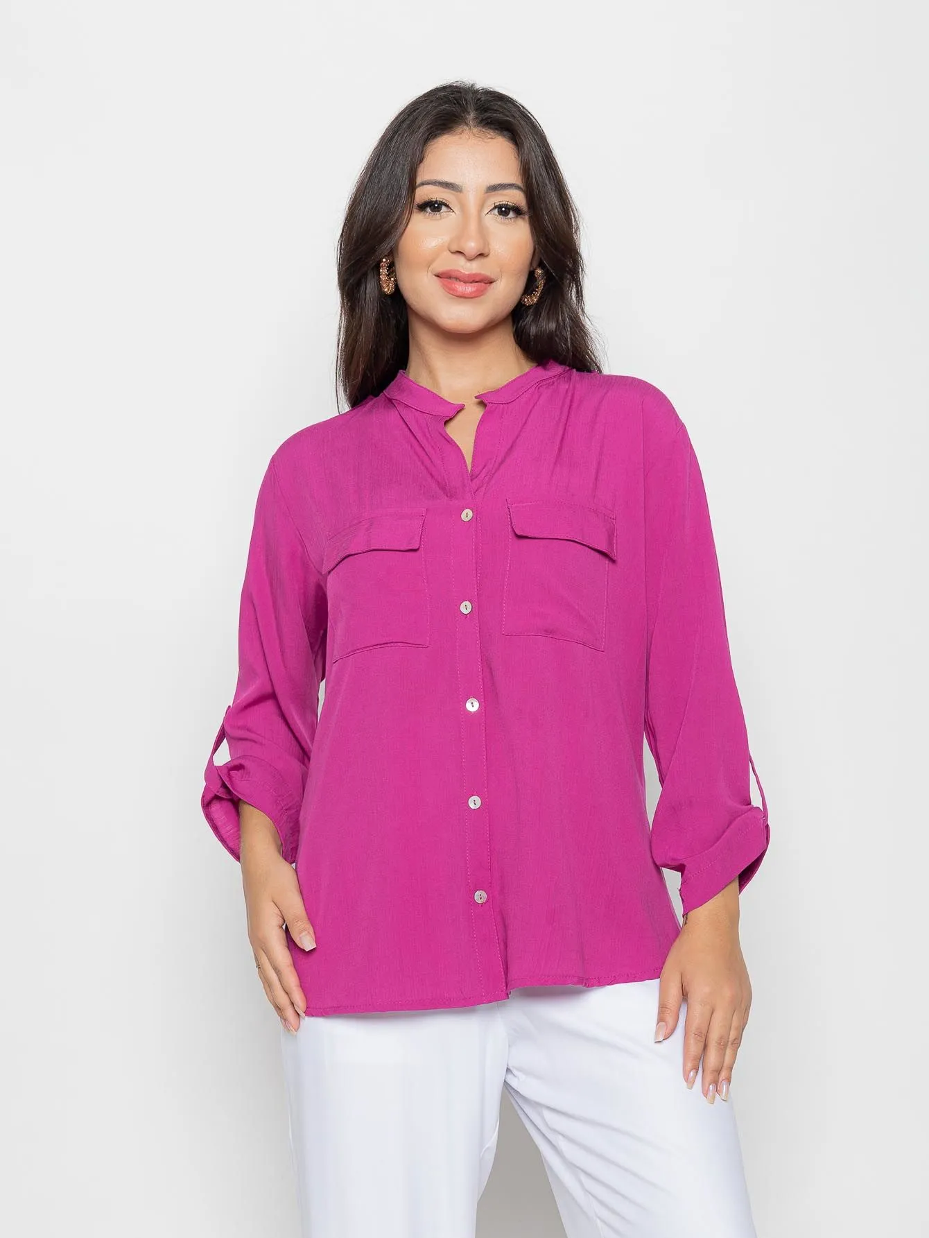 CAMISA CENARIUM VISCOSE FÚCSIA