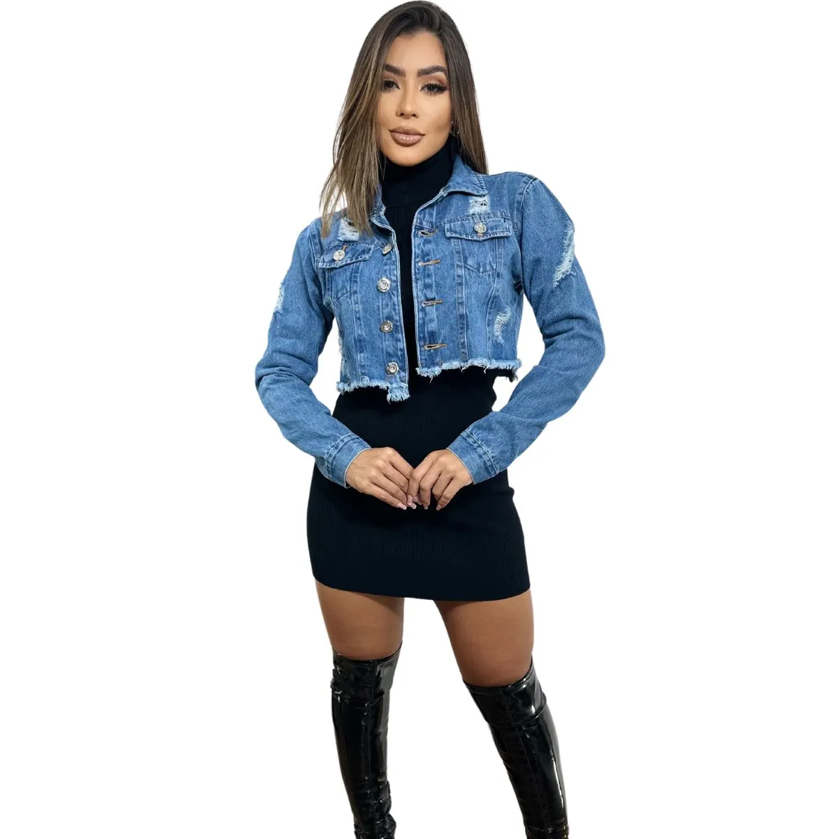 Jaqueta Jeans Feminina Sem Lycra 8006