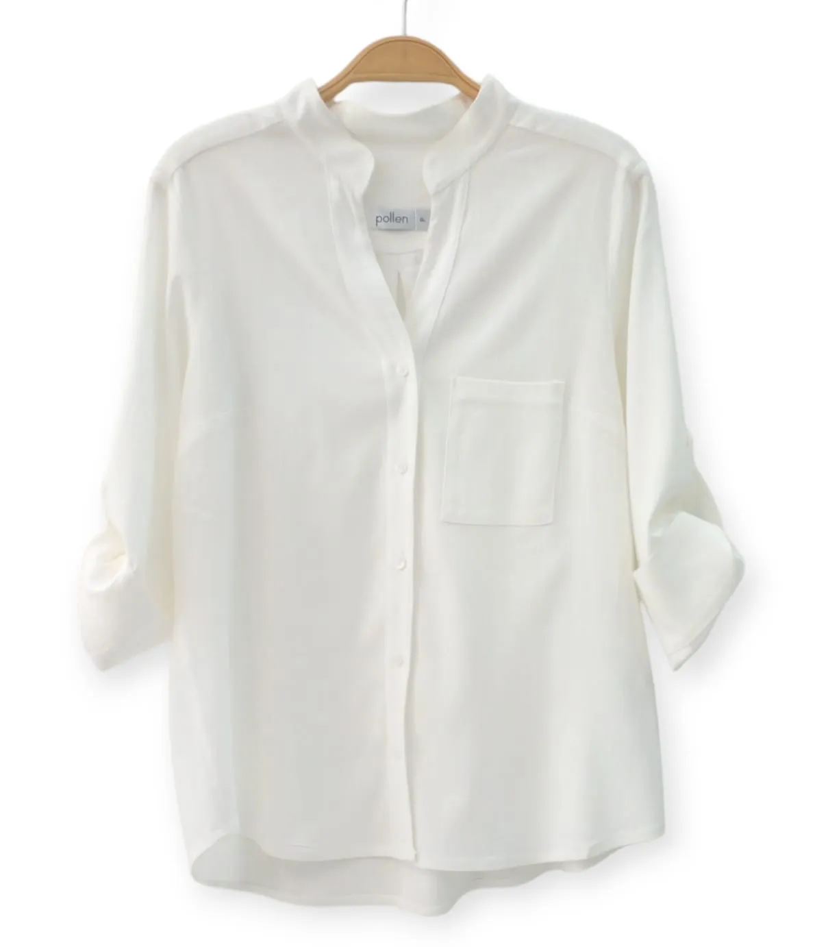 CAMISA VISCOSE MANGA 7/8 HORTENSIA OFF-WHITE