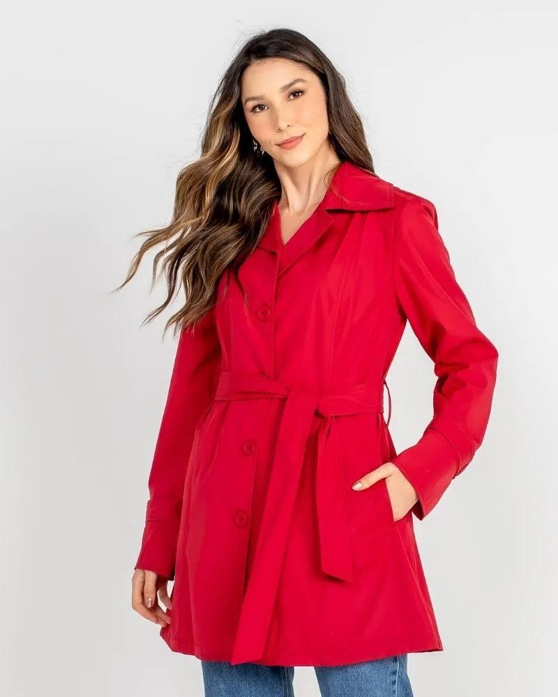 TRENCH COAT SOBRETUDO FORRO XADREZ VERMELHO