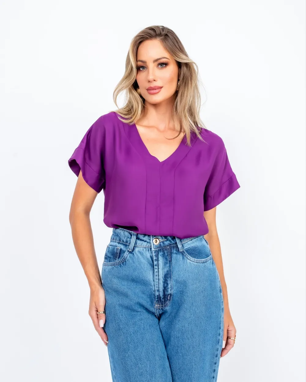 BLUSA DE CETIM AZALEA ROXA