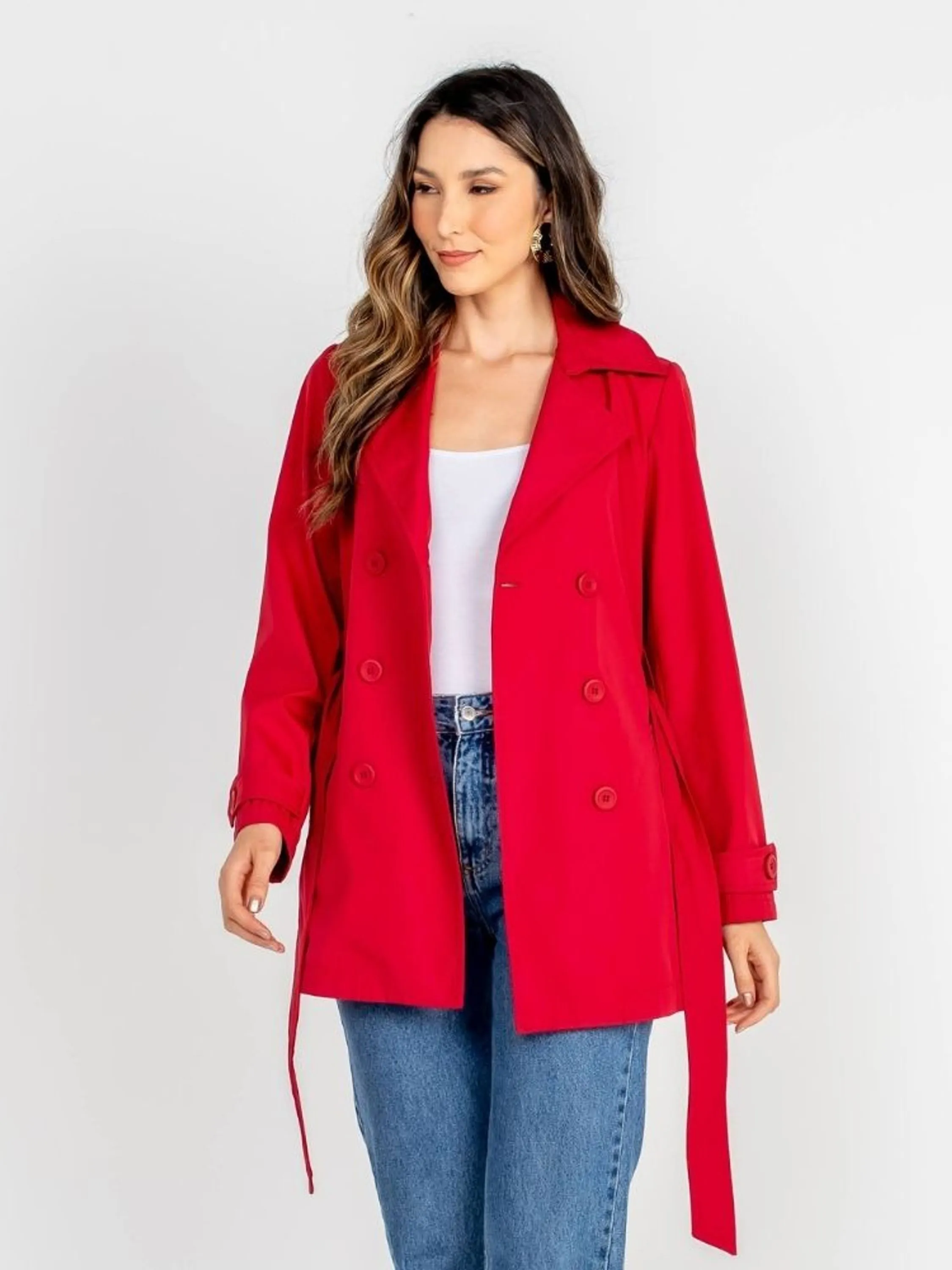 TRENCH COAT TRANSPASSADO FORRO ONÇA VERMELHO