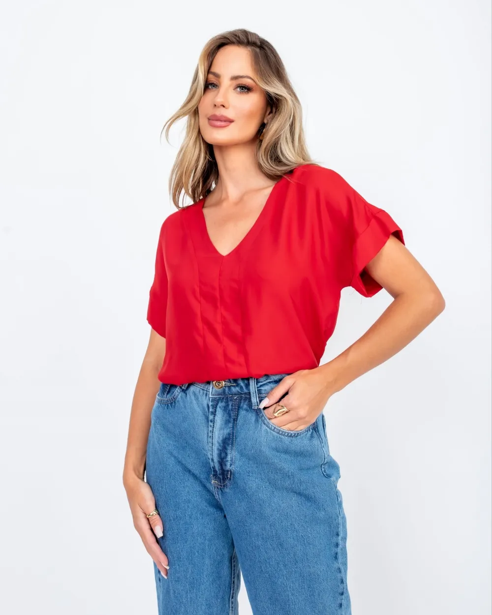 BLUSA DE CETIM AZALEA VERMELHA