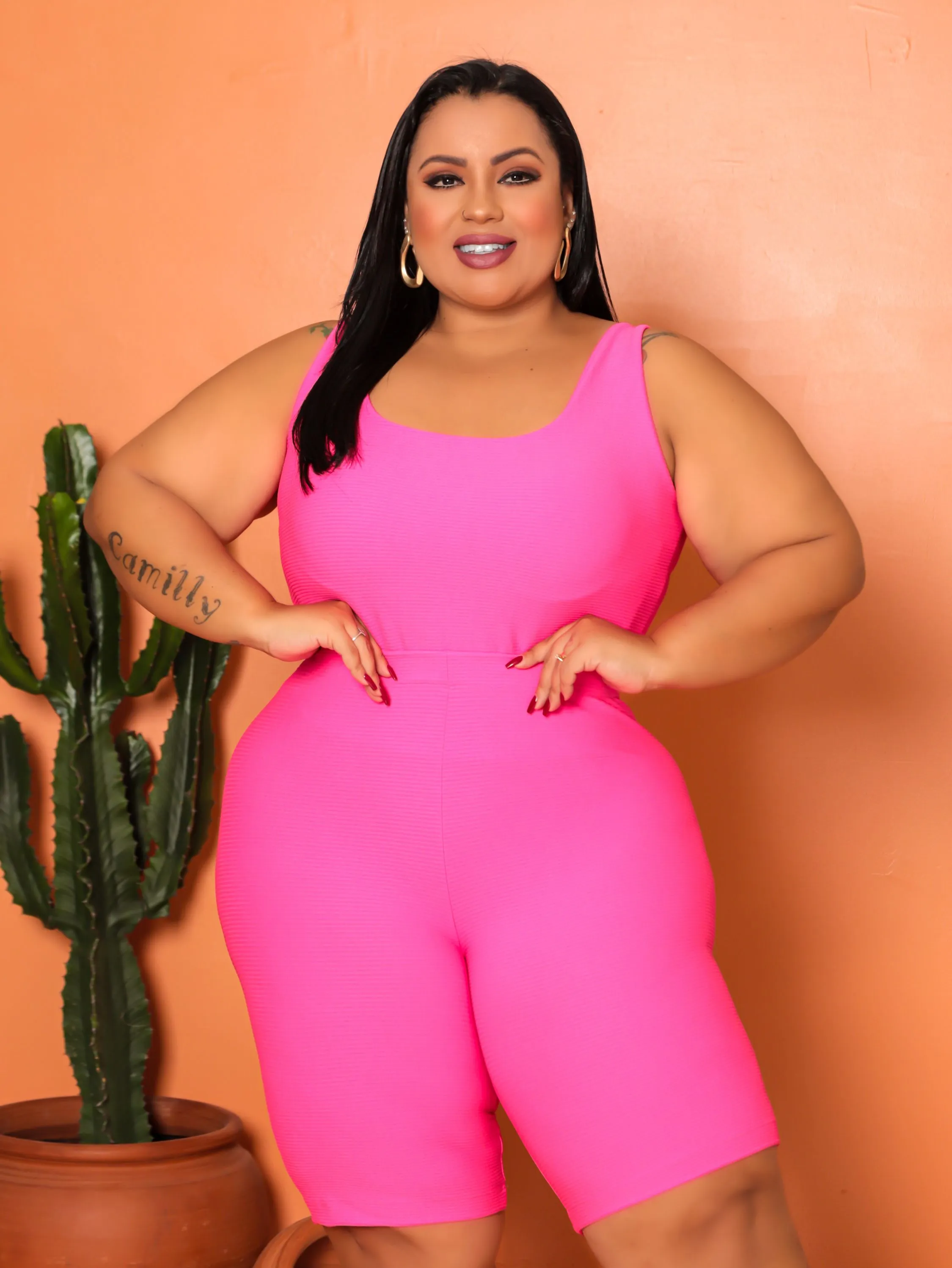 Conjunto Feminino Ciclista plus  size   MODINHA elegante, short e cropped confortavel academia