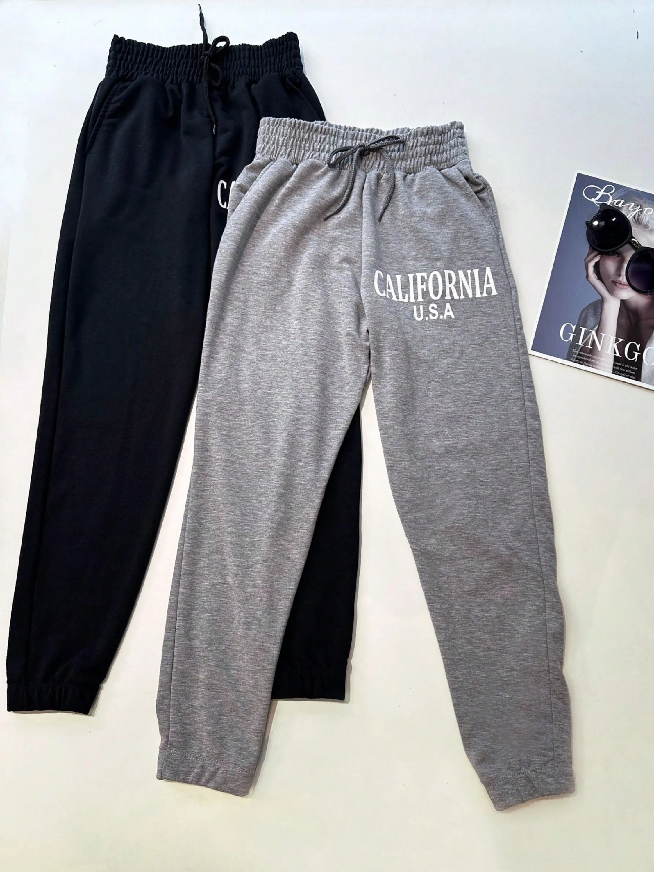 Kit4605 2pcs calça moletinho jogger