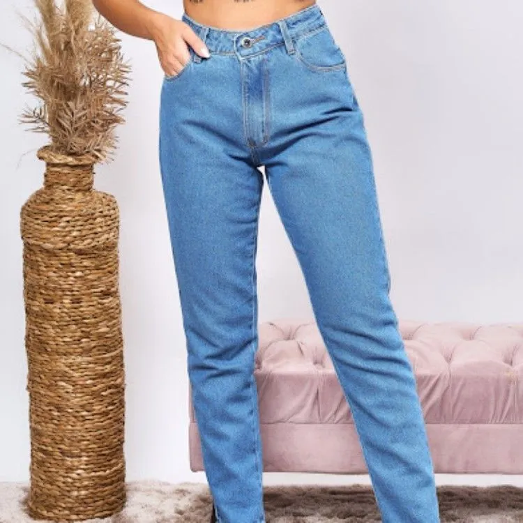 Calça mom cintura alta jeans Premium