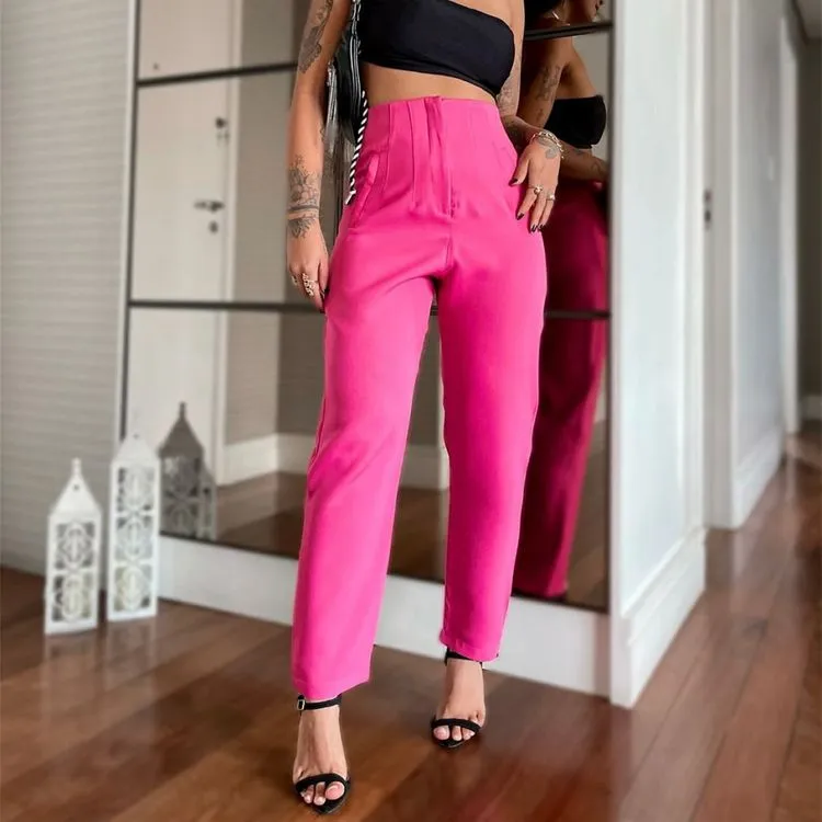 Acimodas Calça alfaiataria ZR verão inverno elegante despojado estiloso femininas look leve confortável Coleção2023