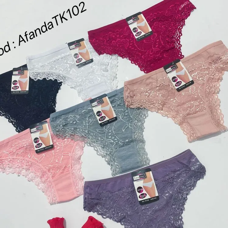 Afanda lingerie :TK102- Calcinha de algodão com elastano com detalhe de renda na frente