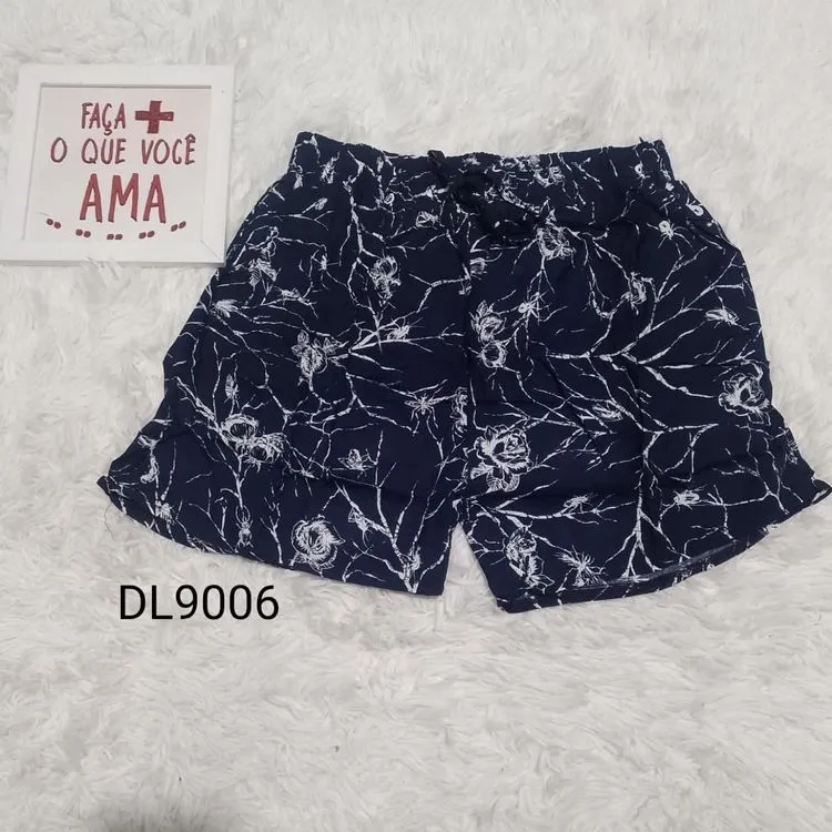 Promoção afanda:DL9006- Shorts de viscose com elastano estampado flor,bolso na lateral e com detalhe de elástico na cintura