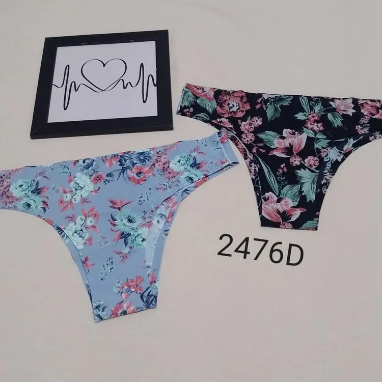 Afanda lingerie :2476D- Calcinha sem costura estampada,cós largo de poliamida com elastano