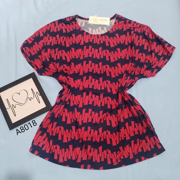 Promoção Afanda:A8018- Blusa Plus Syse estampada de manga curta ,viscose com elastano