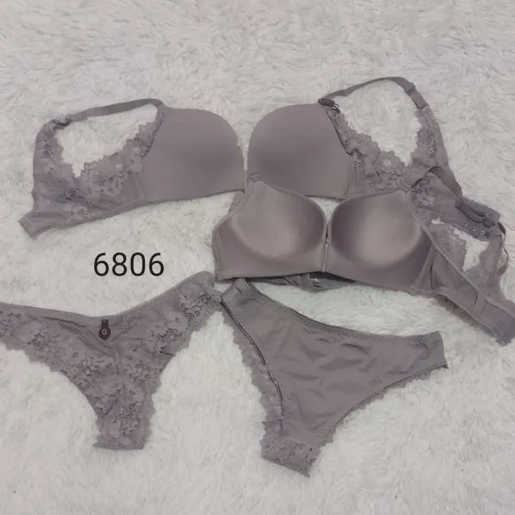 Promoção Afanda:6806- Conjunto lingerie -Sutiã com bojo e calcinha com detalhe de renda