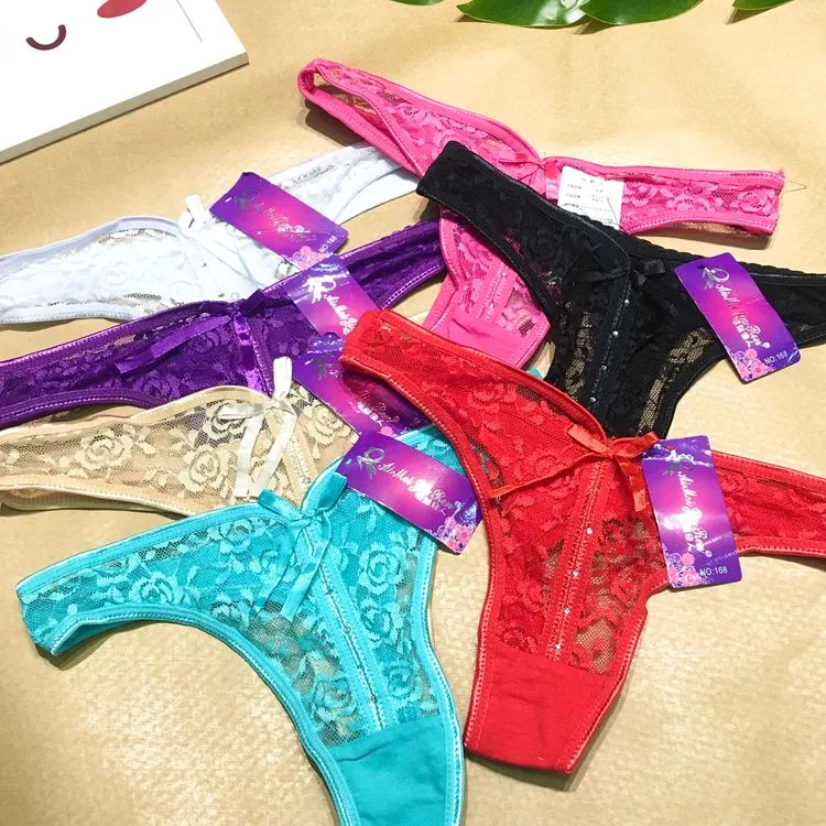 Afanda lingerie:168- Calcinha sexy fio dental,com detalhe de renda com elastano e strass