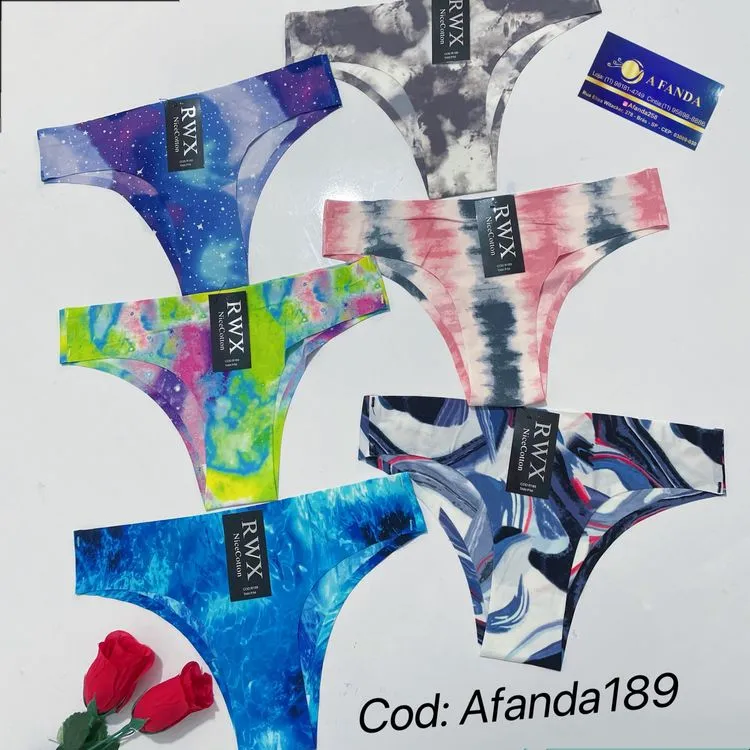 Promoção Afanda:R189- Calcinha tie dye sem costura,cos largo e poliamida com elastano