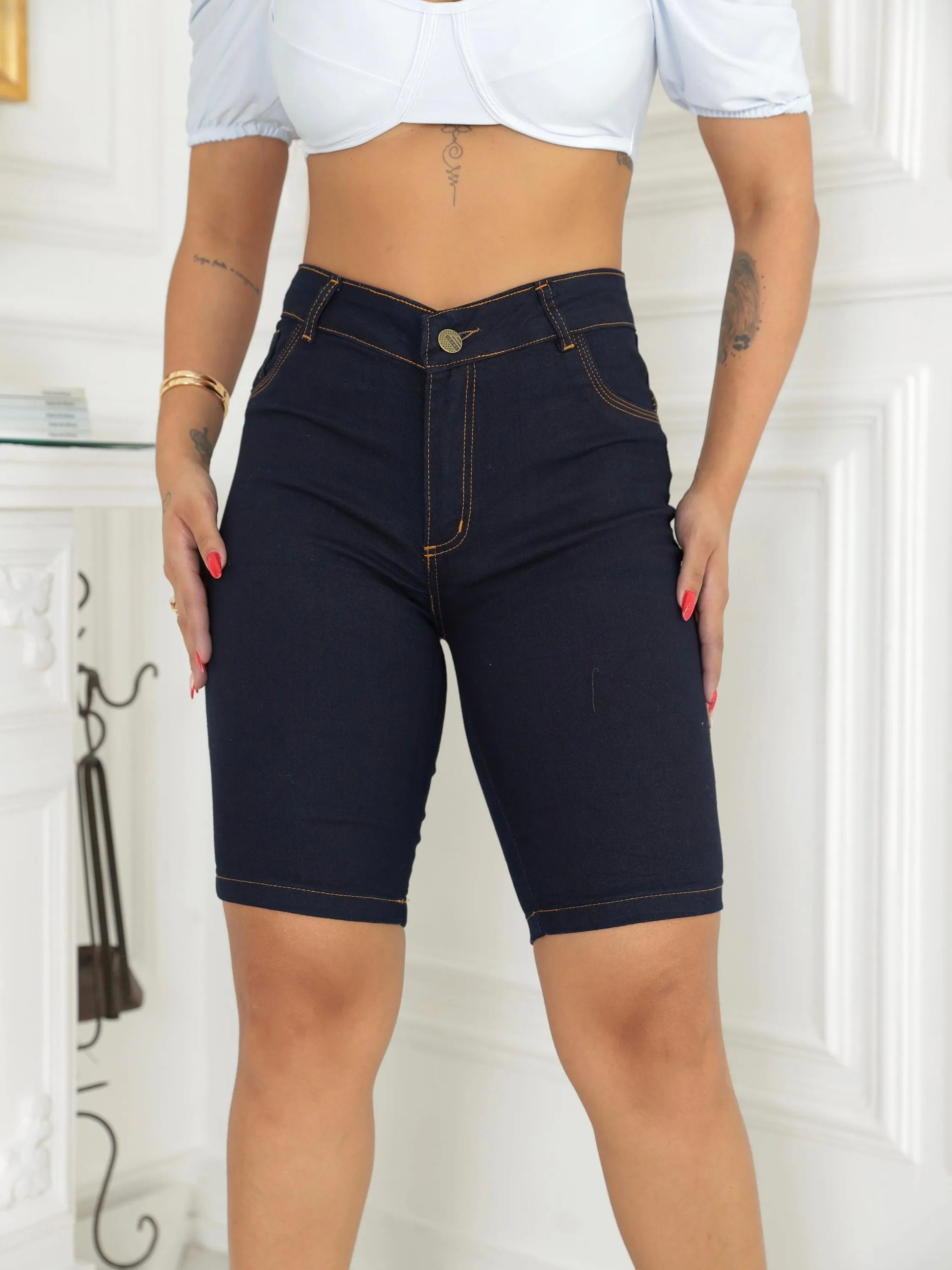 Bermoda jeans laycra