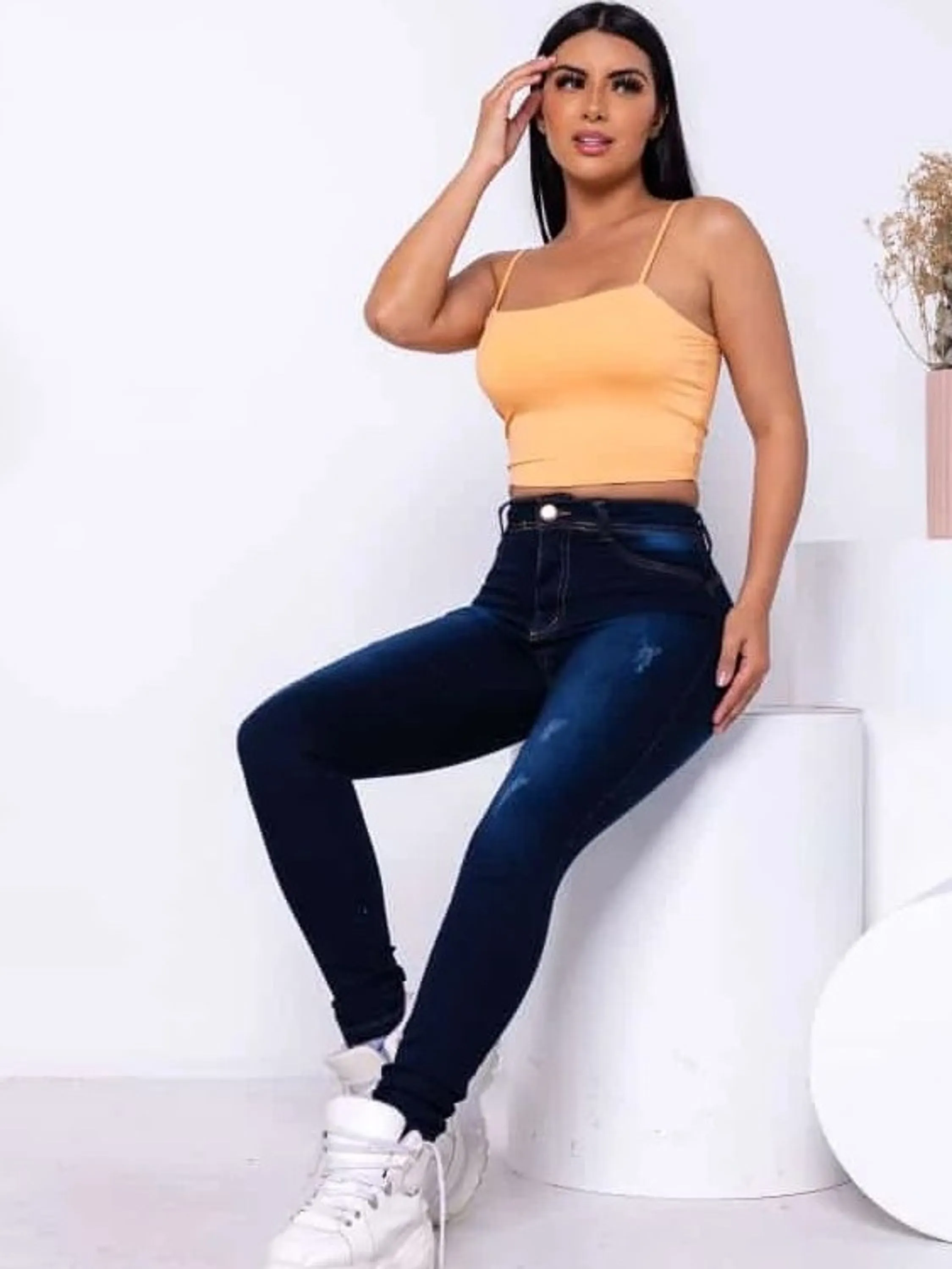 Calça jeans com elastano feminino