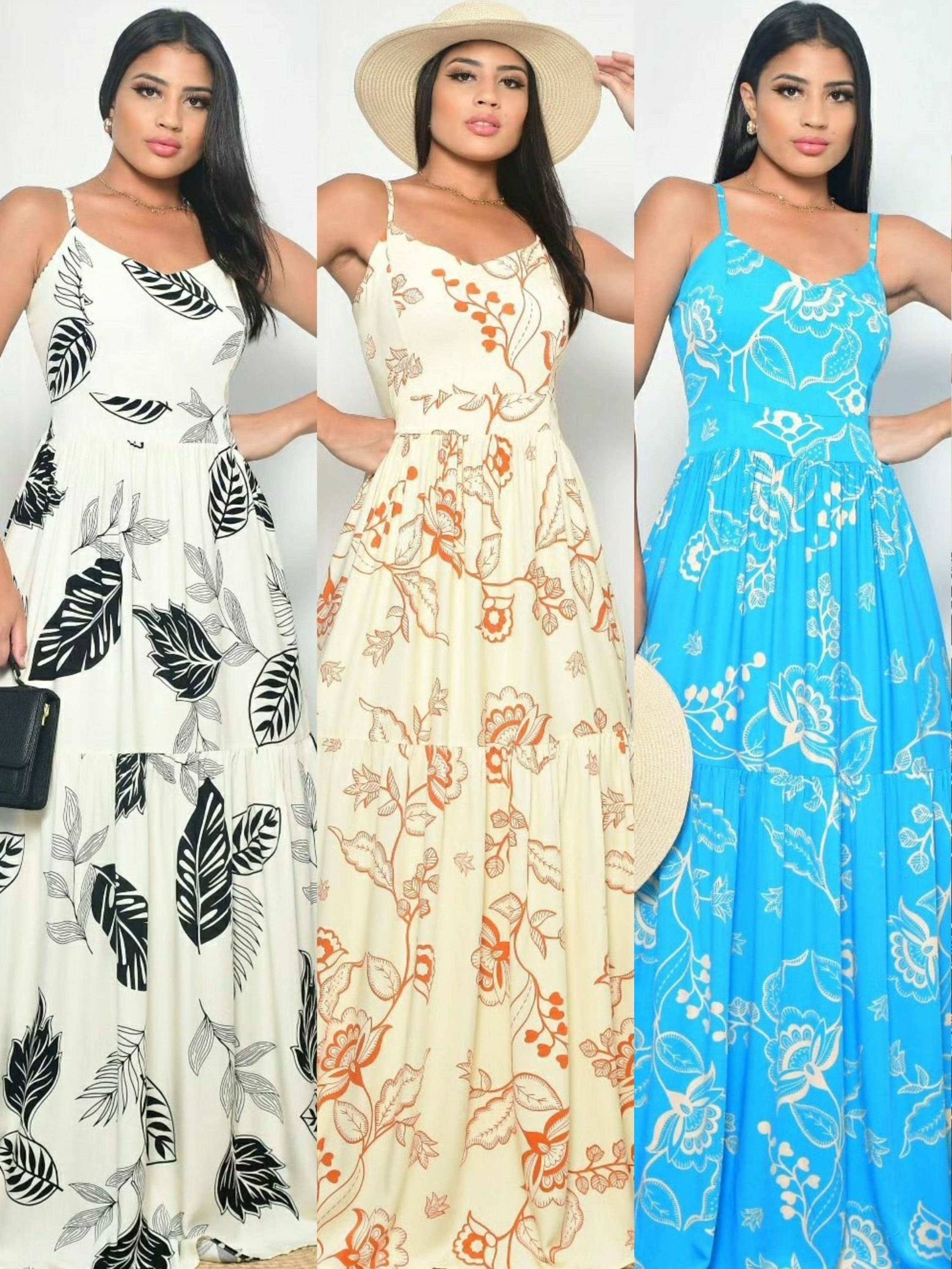 Vestido longo estampa variadas