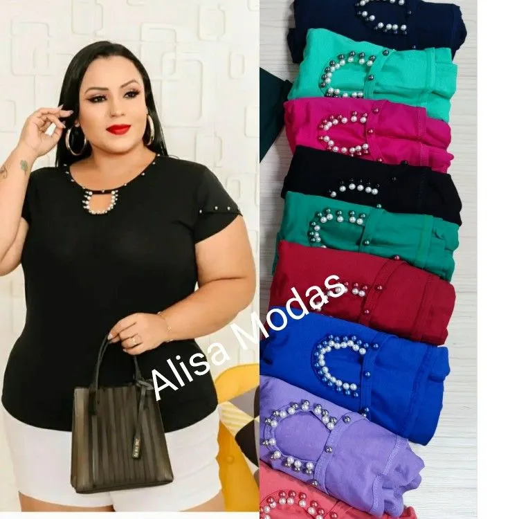 Blusa manga curta plus size