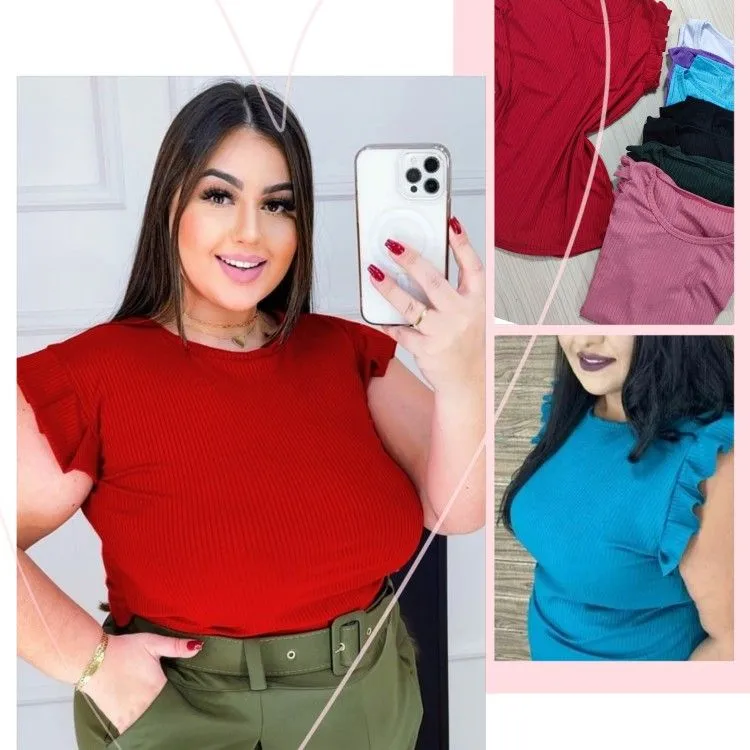 Blusa manga curta plus size