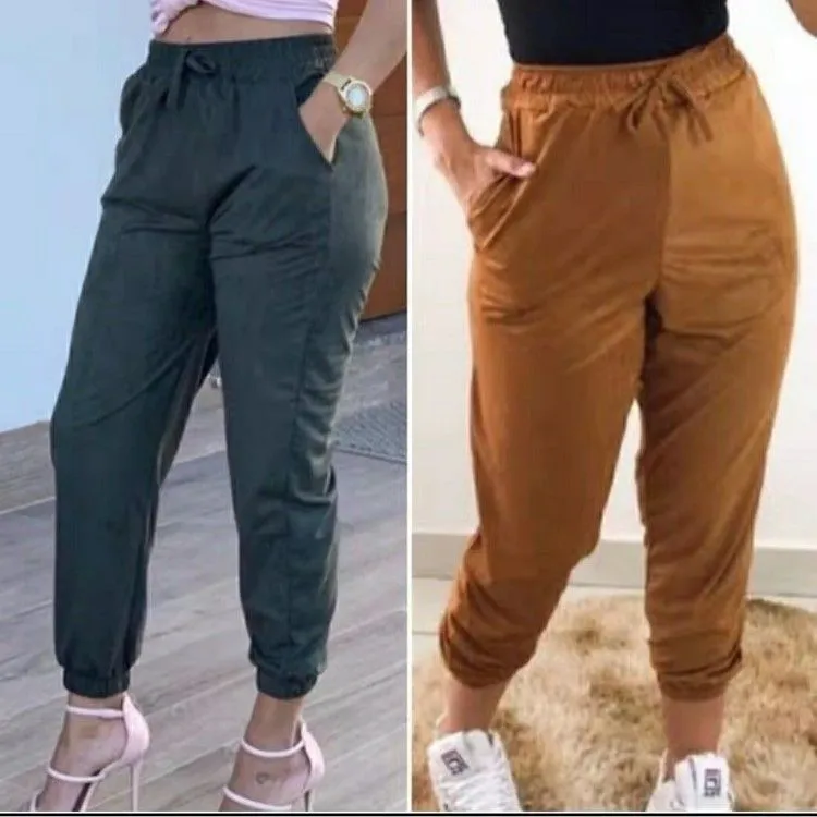 Suede calça jogger