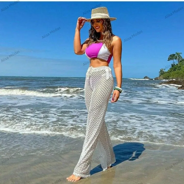 Calça pantalona praia