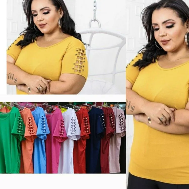 Blusa manga curta plus size