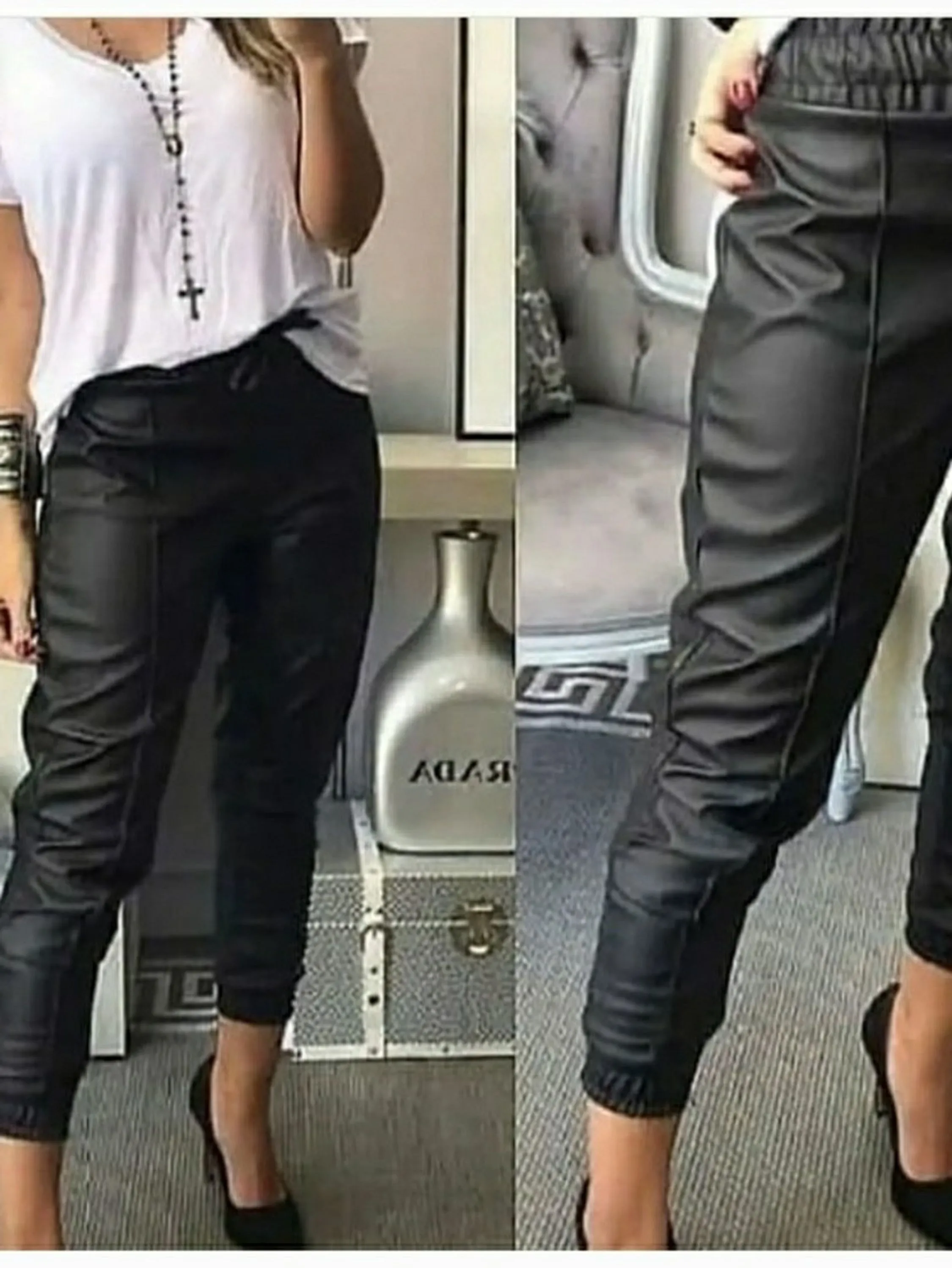 Calça jogger couro