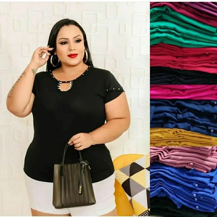 Blusa manga curta plus size