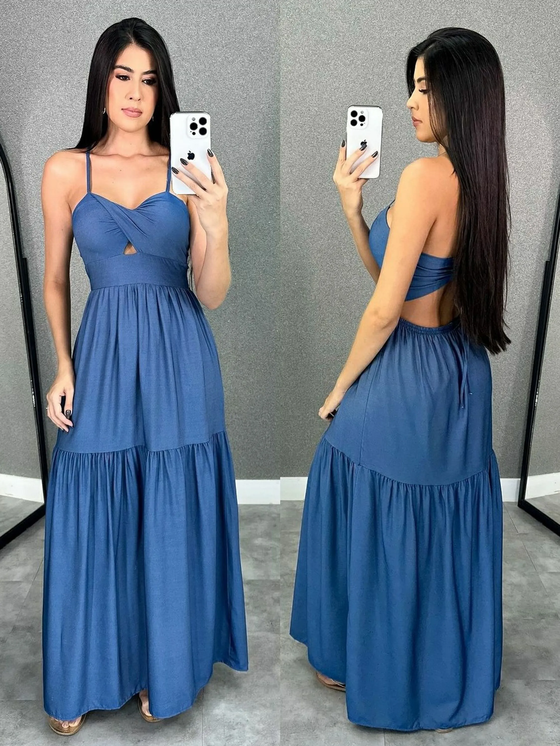 Vestido longo com bojo