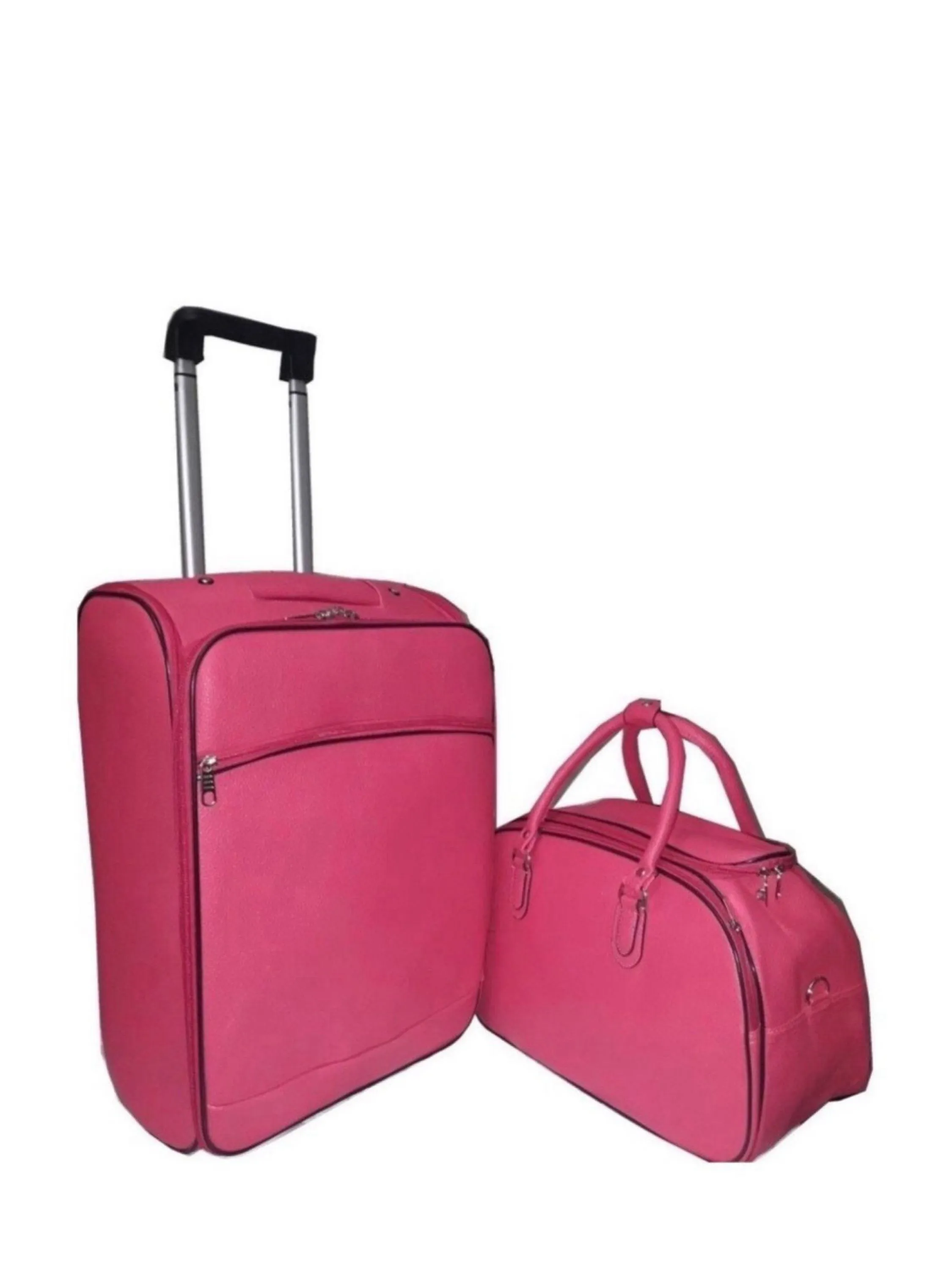 Kit Conjunto Jogo Mala De Viagem 2 Peças Couro Sintético De Bordo Quadrada Com Rodinha E Bolsa De Mão#55- rosa pink#