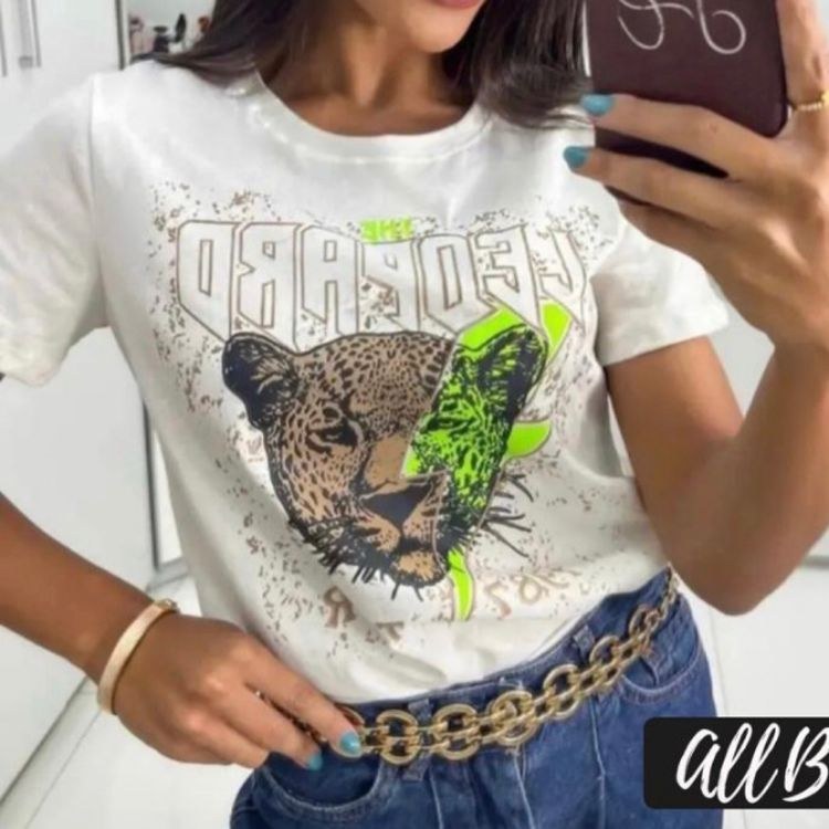 T shirt leopard - All Black Atacado | ZAX