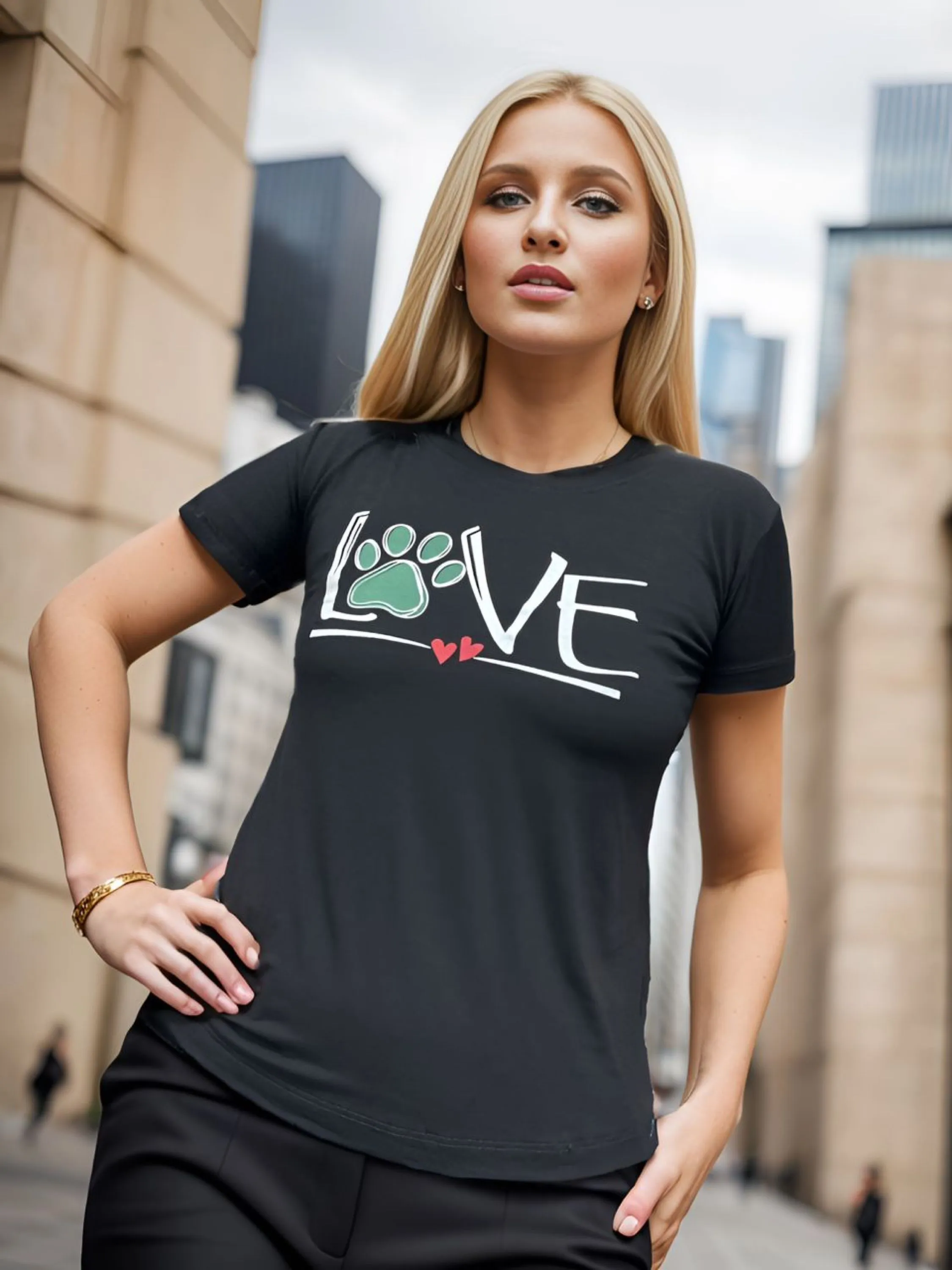 T-shirt feminina viscolycra Love Pet