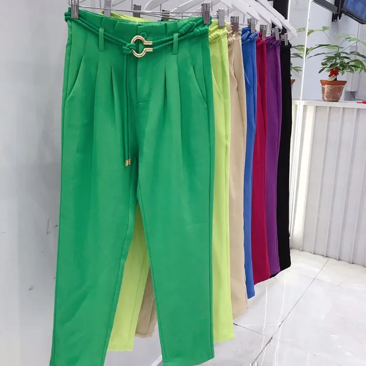 Calça alfaiataria com cinto importado Pmg am1629