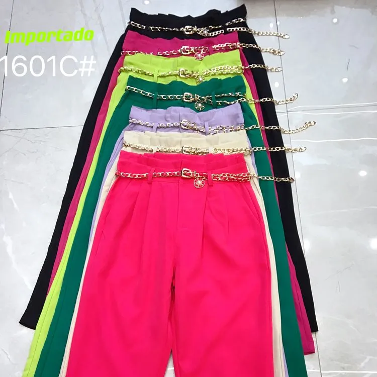 Calça alfaiataria com cinto importado AM1601