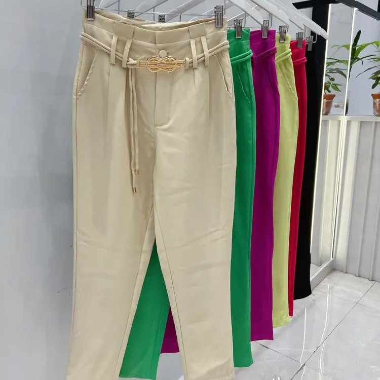 Calça alfaiataria com cinto importado Pmg AM3397