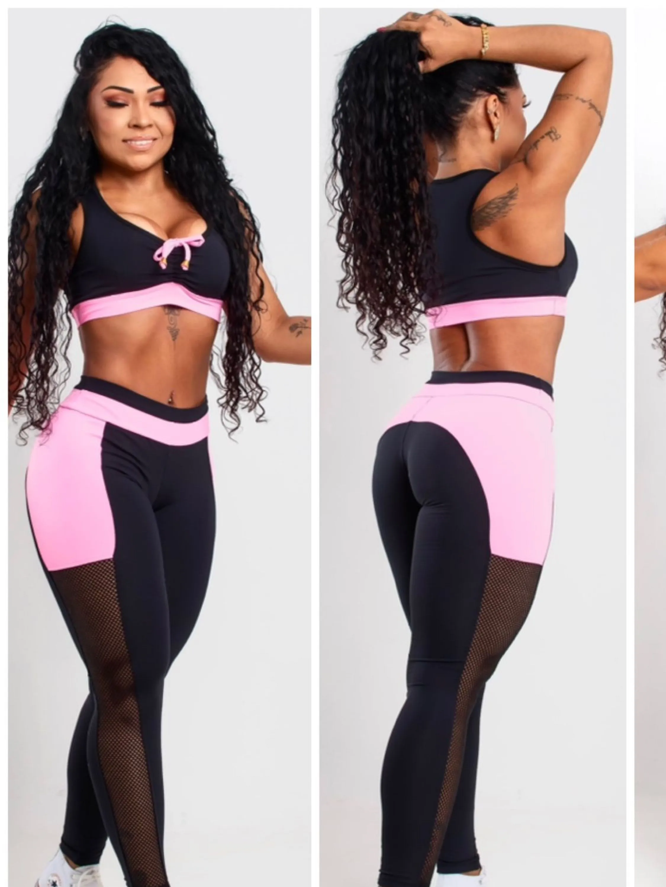 Conjunto fitness calça mais top com bojo e regulador