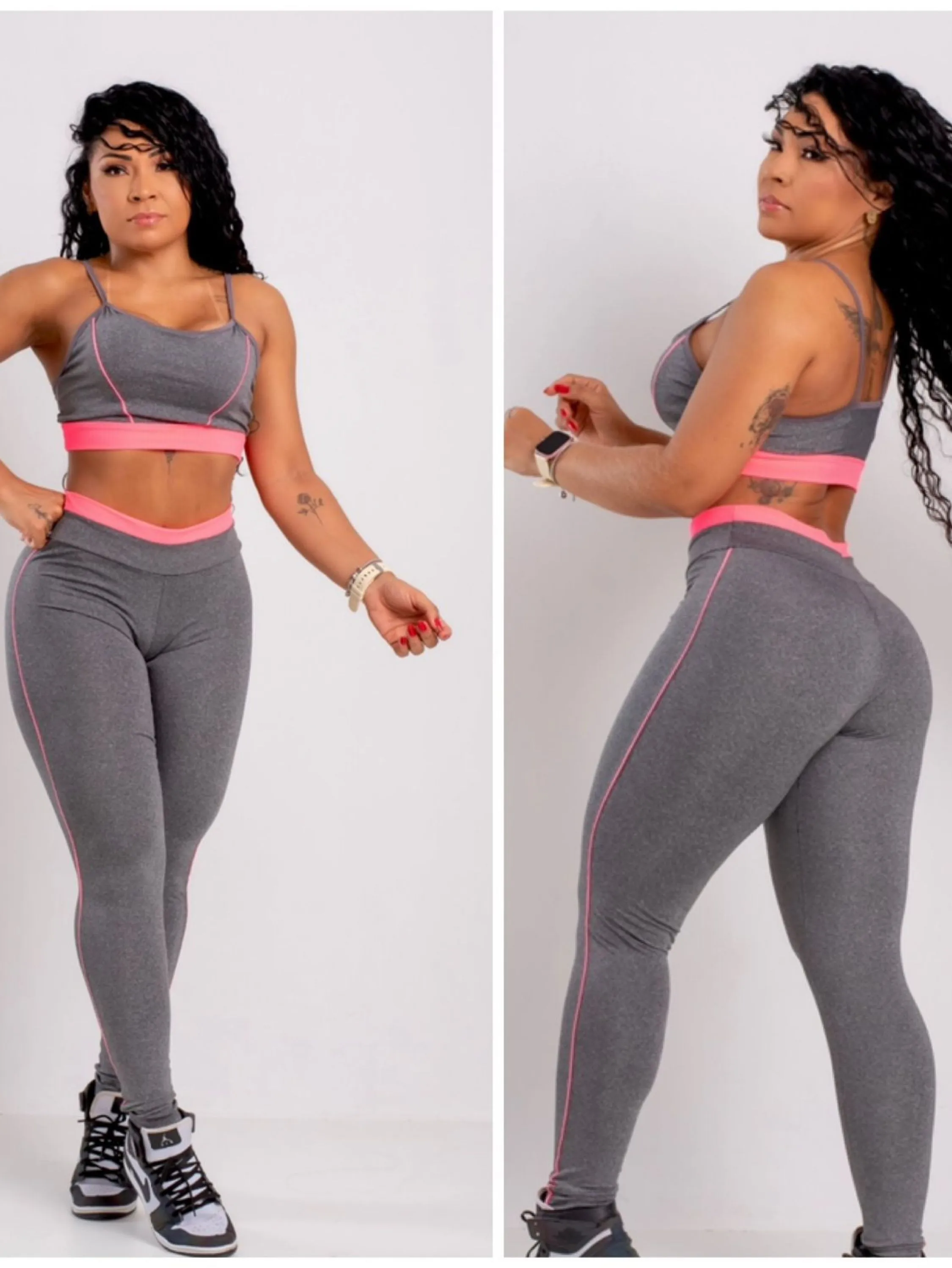 Conjunto fitness calça vivo lateral mais top com bojo