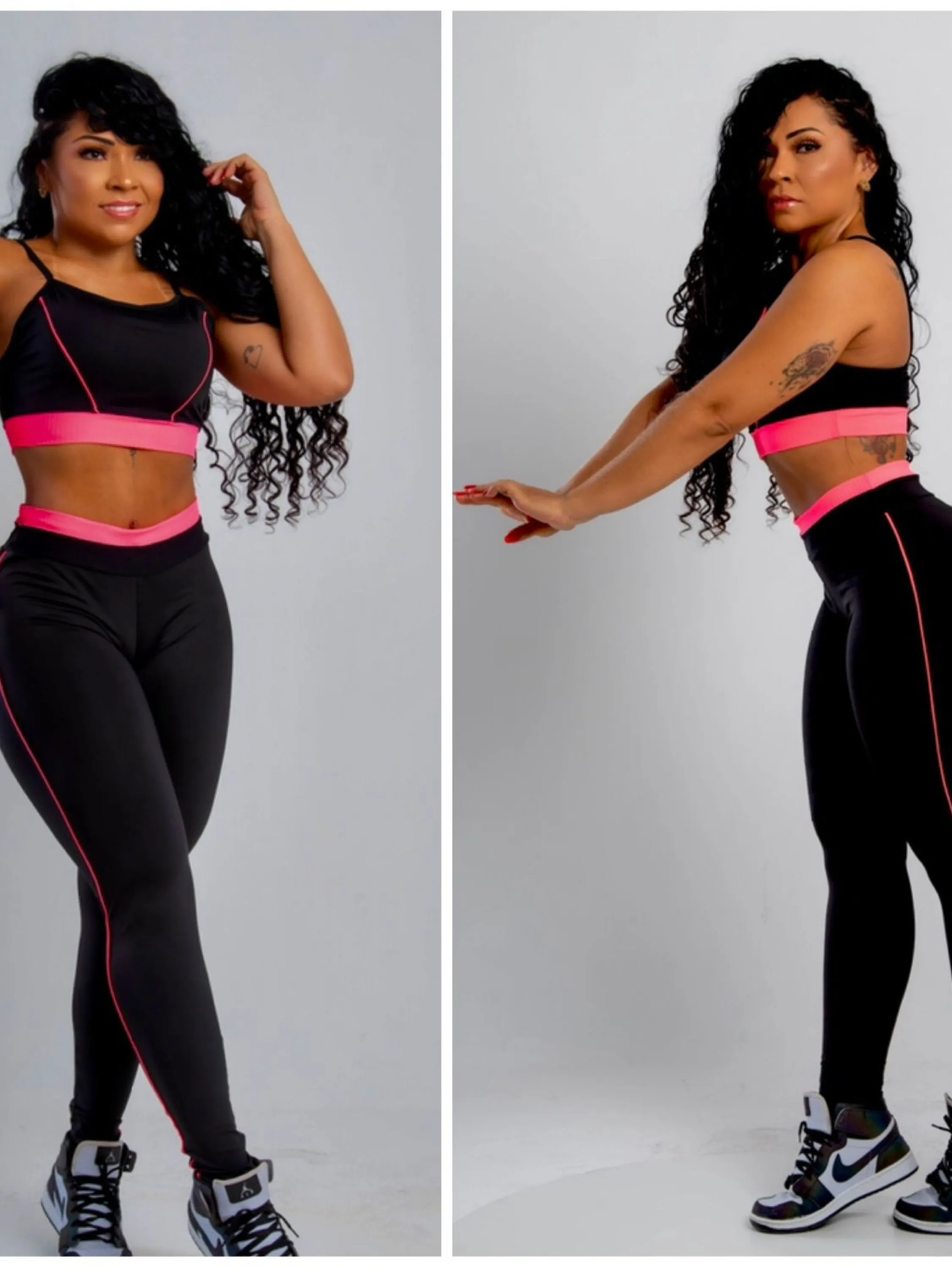 Conjunto fitness calça vivo lateral mais top com bojo